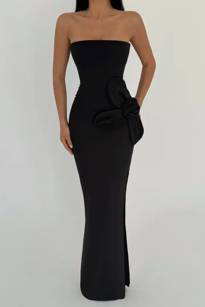 Rose Detail Strapless Dress - Producer: EYYO ATELIER - Wholesale Women Clothes - TheBS Women