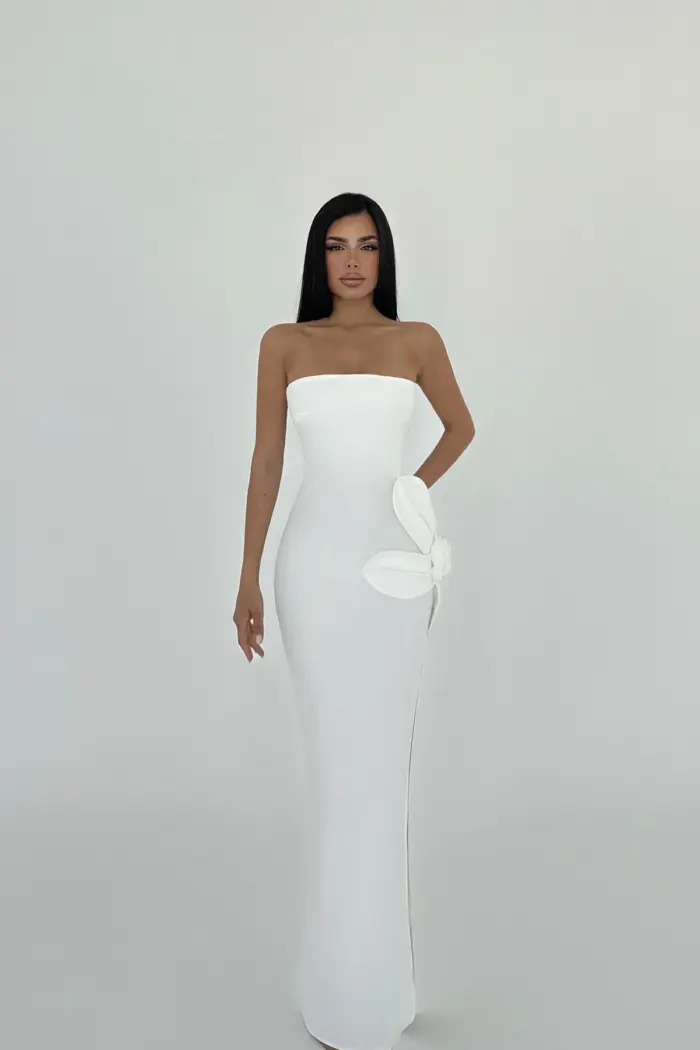 Rose Detail Strapless Dress - Producer: EYYO ATELIER - Wholesale Women Clothes - TheBS Women
