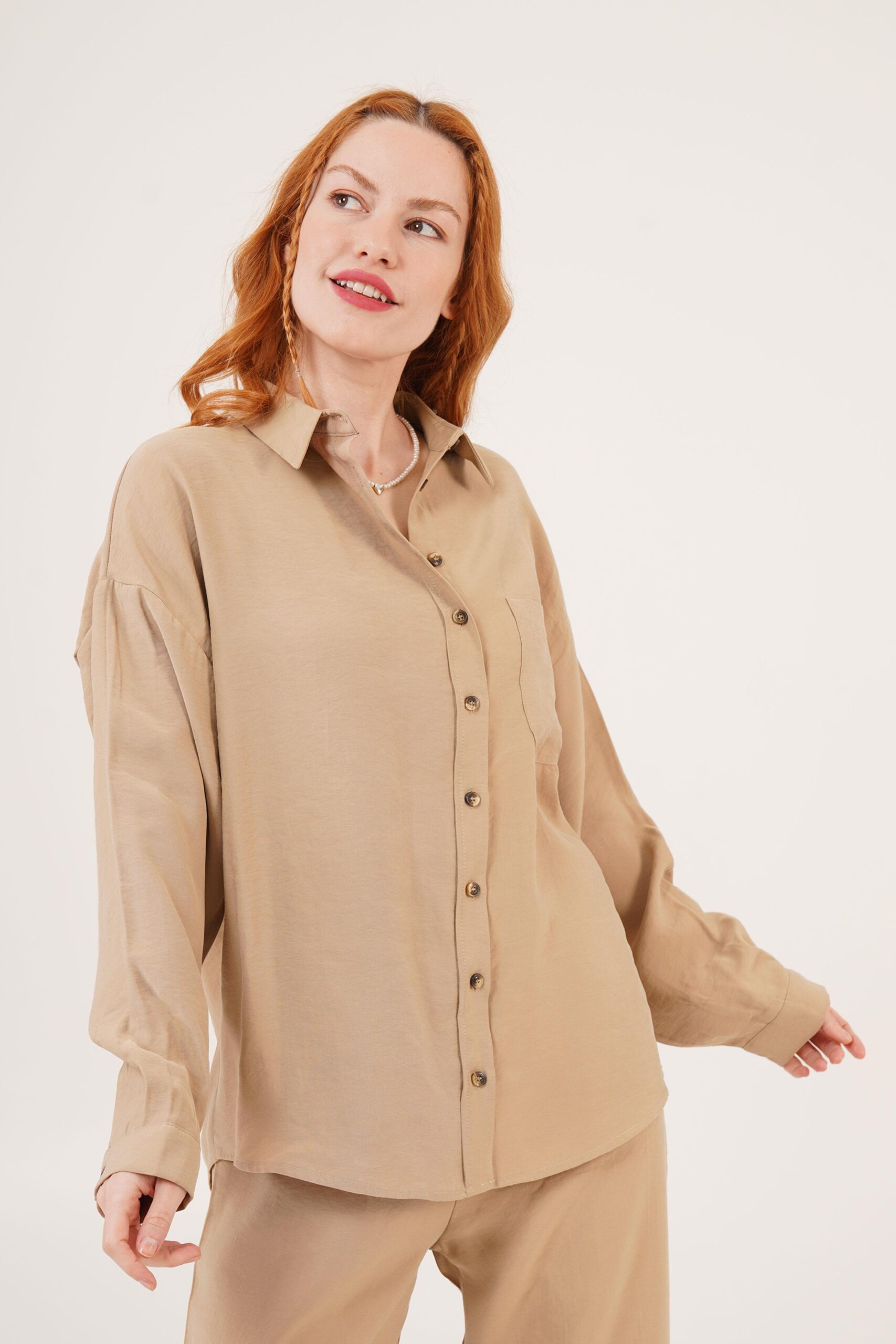 Shaggy Pattern Low Shoulder Single PocketWholesale Shirt - Brand: Lustrin - Women & Kids, Baby Clothes Wholesale - TheBS Women