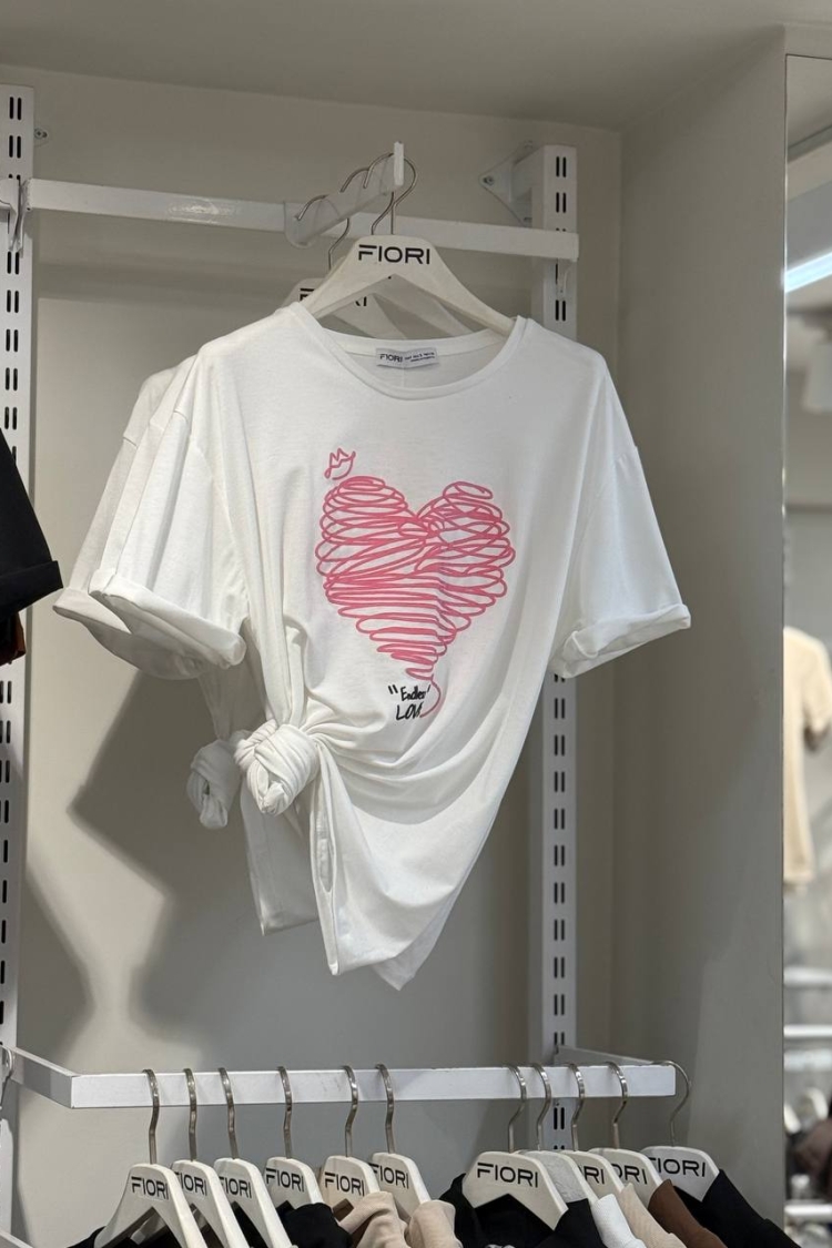 Heart Printed Tshirt - Producer: Fiori - Wholesale Women Clothes - TheBS Women