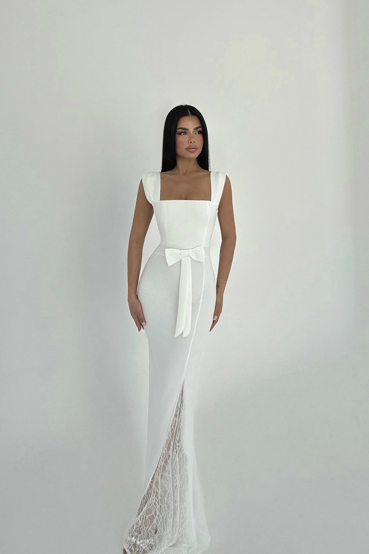 Remmy Slit Lace Detail Long Dress - Producer: EYYO ATELIER - Wholesale Women Clothes - TheBS Women