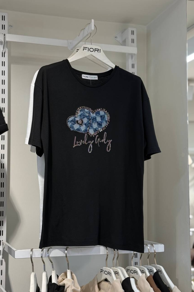 Heart Printed Tshirt - Producer: Fiori - Wholesale Women Clothes - TheBS Women