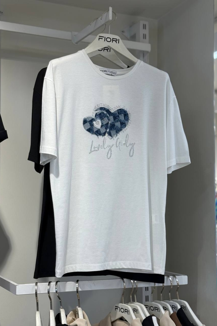 Heart Printed Tshirt - Producer: Fiori - Wholesale Women Clothes - TheBS Women
