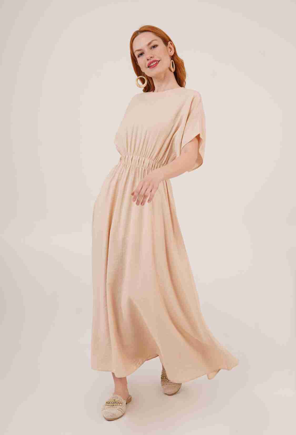 Elastic Waist Bat Sleeve Maxi WholesaleDress - Brand: Lustrin - Women & Kids, Baby Clothes Wholesale - TheBS Women