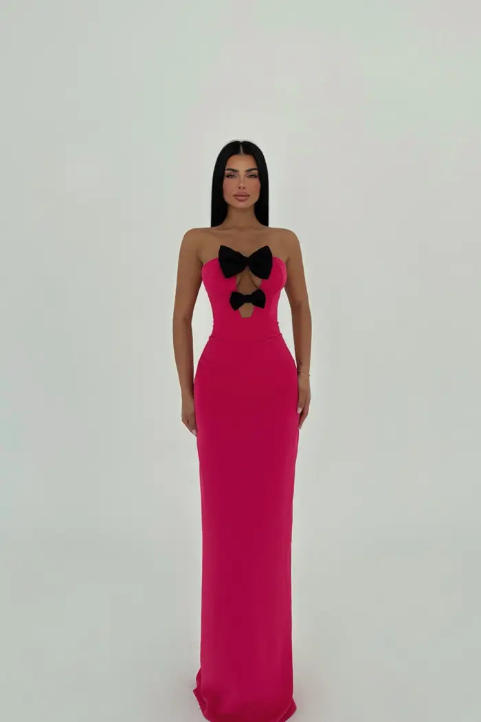 Bow Detail Strapless Dress - Mix Color - Producer: EYYO ATELIER - Wholesale Women Clothes - TheBS Women