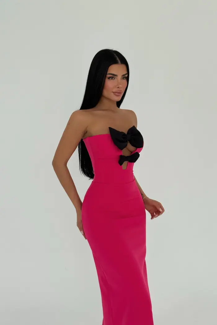 Bow Detail Strapless Dress - Mix Color - Producer: EYYO ATELIER - Wholesale Women Clothes - TheBS Women