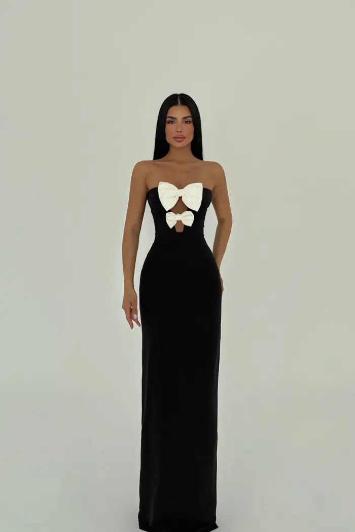 Bow Detail Strapless Dress - Mix Color - Producer: EYYO ATELIER - Wholesale Women Clothes - TheBS Women