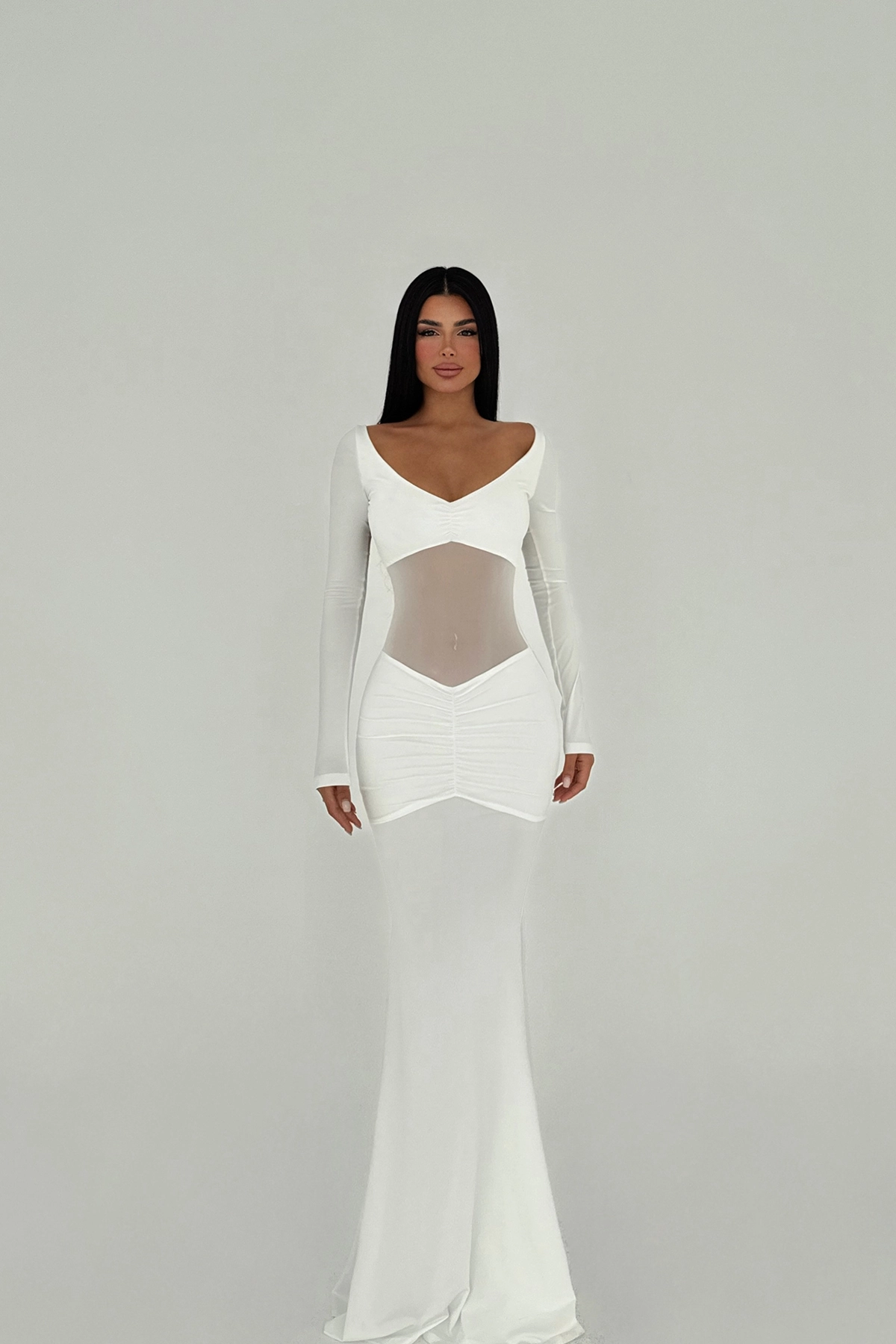 Transparent Front Long Dress - Producer: EYYO ATELIER - Wholesale Women Clothes - TheBS Women