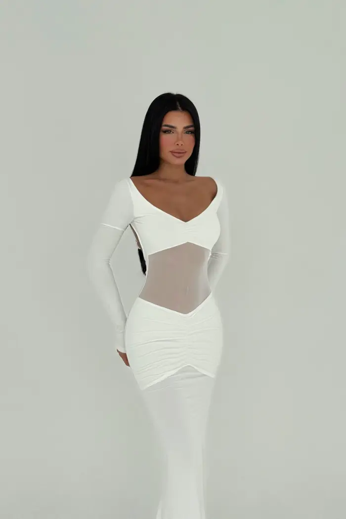 Transparent Front Long Dress - Producer: EYYO ATELIER - Wholesale Women Clothes - TheBS Women
