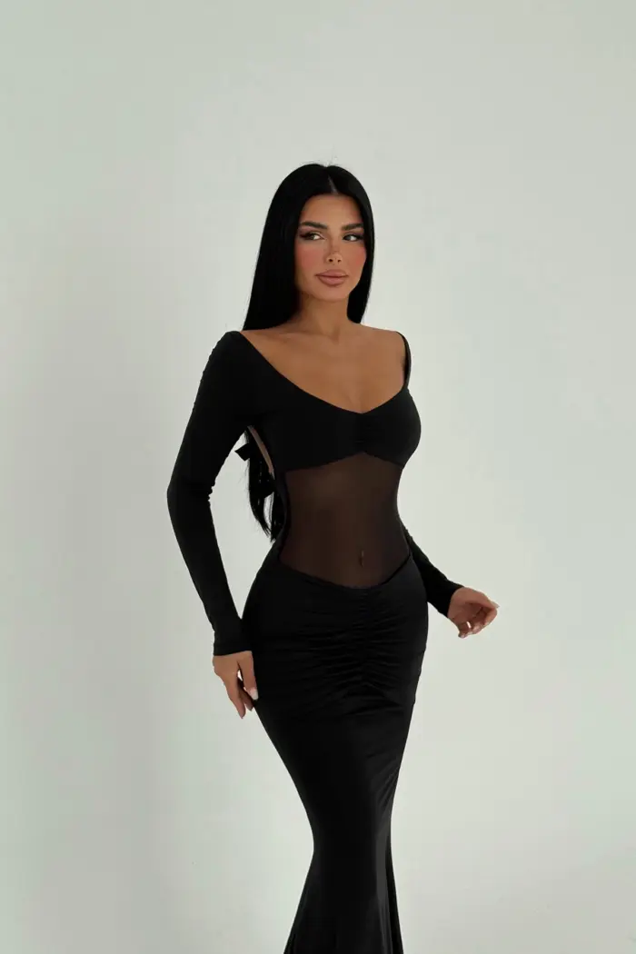 Front Transparent Long Dress - Producer: EYYO ATELIER - Wholesale Women Clothes - TheBS Women