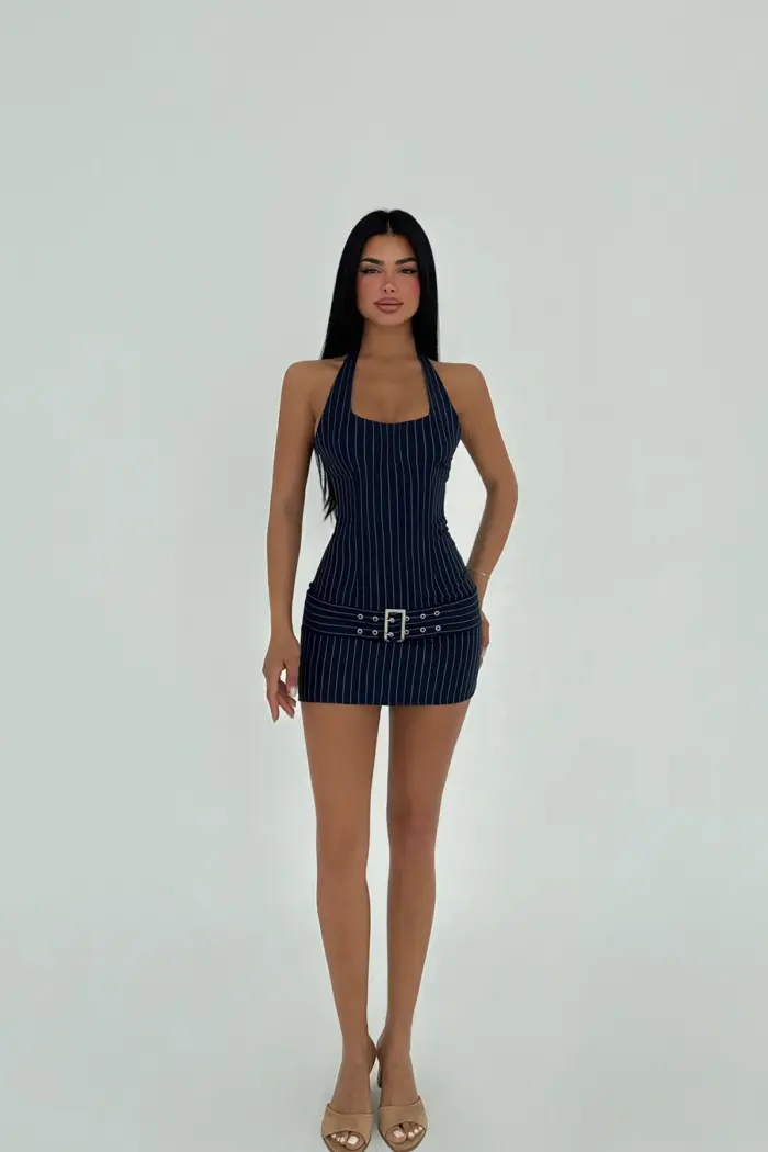 NavyBelt Detail Dress - Producer: EYYO ATELIER - Wholesale Women Clothes - TheBS Women