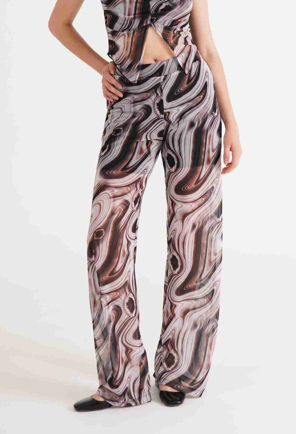 Wholesale Brown Shorts Lined Pants With Patterned Tulle - Brand: Lustrin - Women & Kids, Baby Clothes Wholesale - TheBS Women