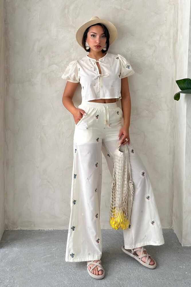 Embroidered Pants - Stone - Producer: Topshow - Wholesale Women Clothes - TheBS Women