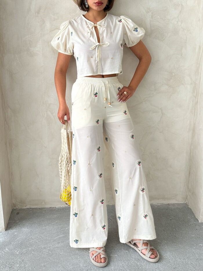 Embroidered Pants - Stone - Producer: Topshow - Wholesale Women Clothes - TheBS Women