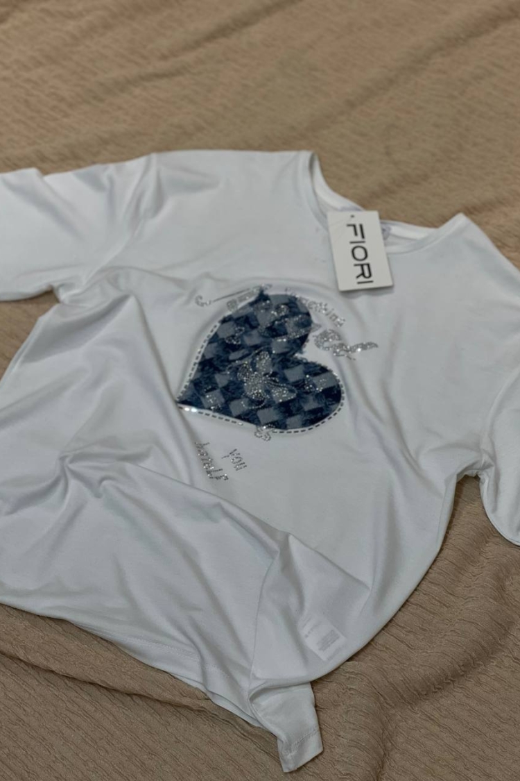 Heart Printed Tshirt - Producer: Fiori - Wholesale Women Clothes - TheBS Women