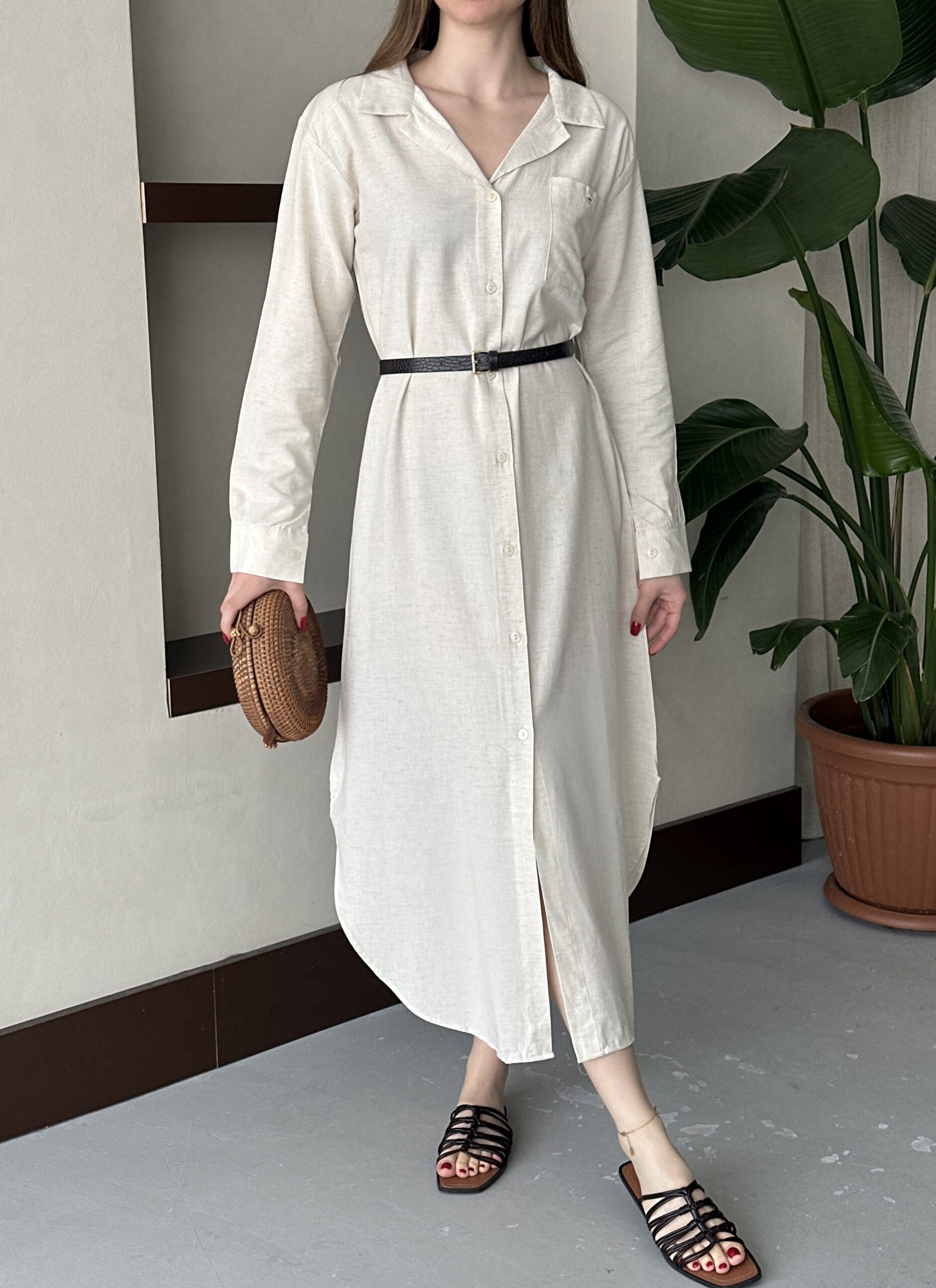 Linen Open Neck Dress - Brand: My Fashion - Women & Kids, Baby Clothes Wholesale - TheBS Women