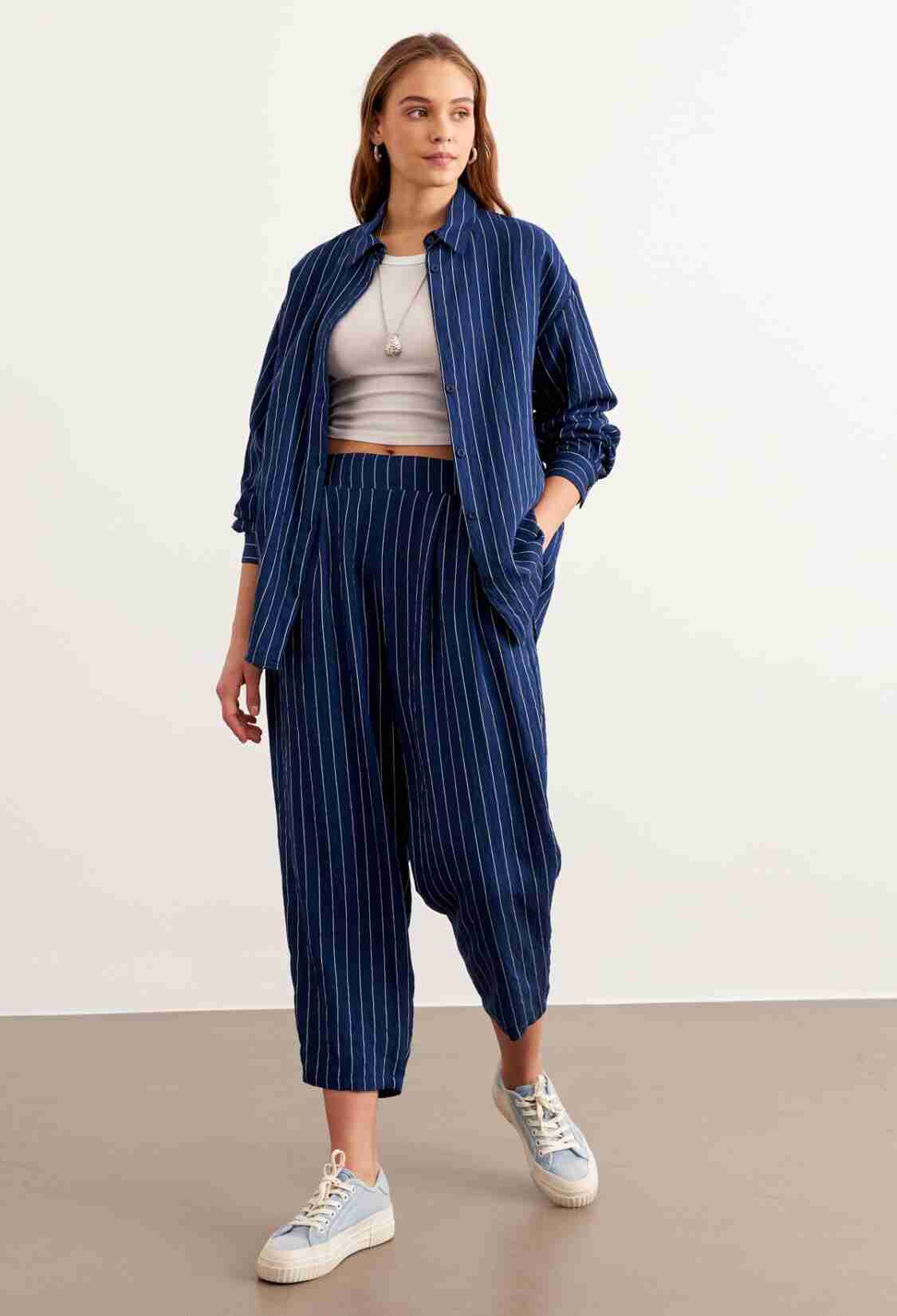 Striped Oversize ShirtWith Front Buttons - Brand: Levure - Women & Kids, Baby Clothes Wholesale - TheBS Women