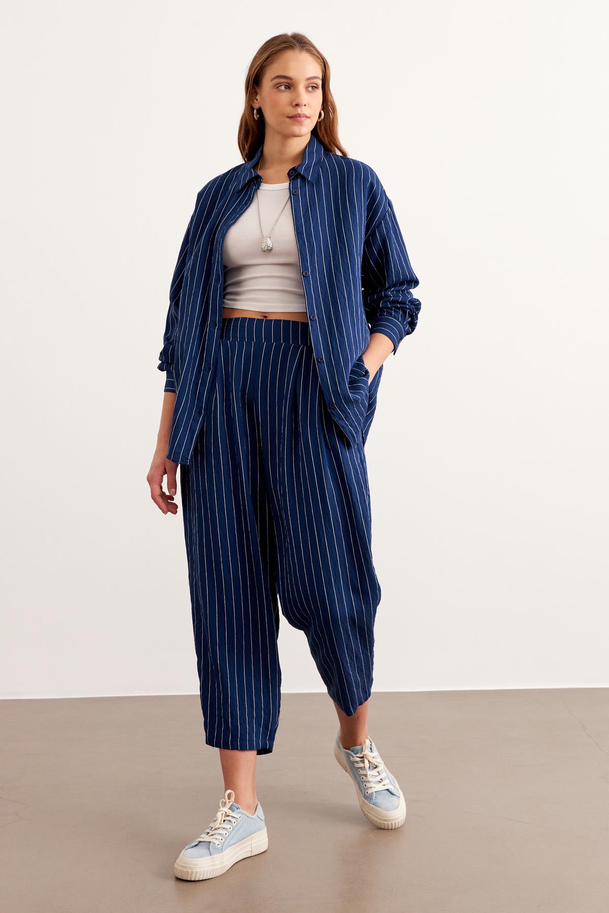 Striped Oversize ShirtWith Front Buttons - Brand: Levure - Women & Kids, Baby Clothes Wholesale - TheBS Women