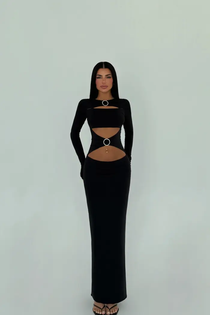 Ring Detail Long Dress - Producer: EYYO ATELIER - Wholesale Women Clothes - TheBS Women