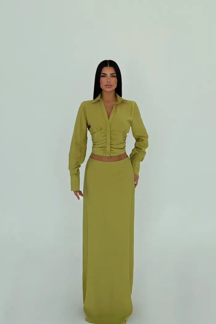 Oil Green Liana Bottom Top Set - Producer: EYYO ATELIER - Wholesale Women Clothes - TheBS Women