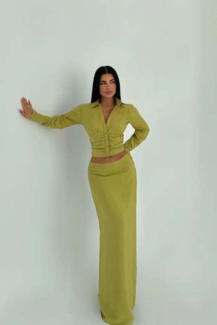 Oil Green Liana Bottom Top Set - Producer: EYYO ATELIER - Wholesale Women Clothes - TheBS Women