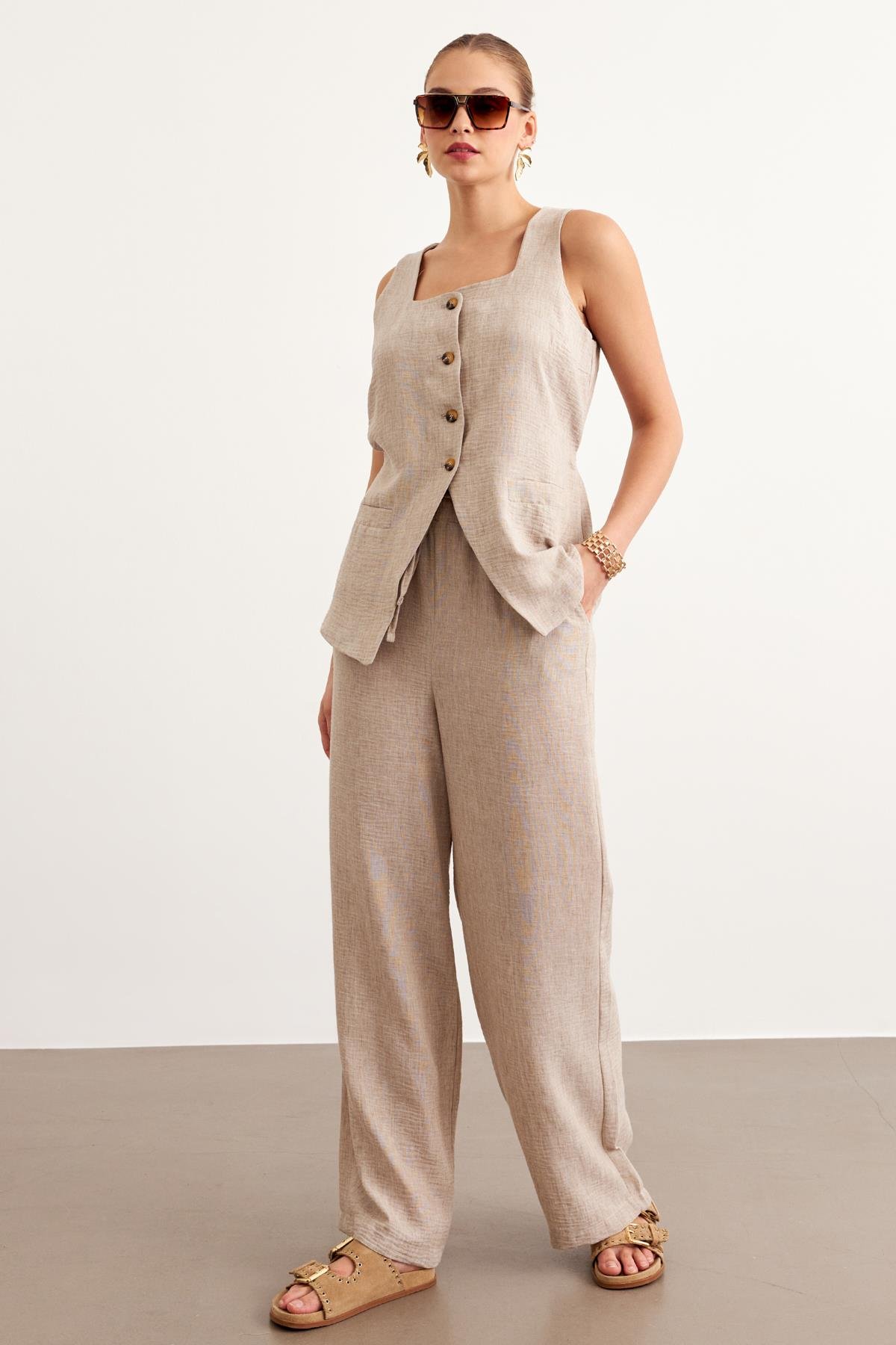 Elastic Waist Linen Trousers - Brand: Levure - Women & Kids, Baby Clothes Wholesale - TheBS Women