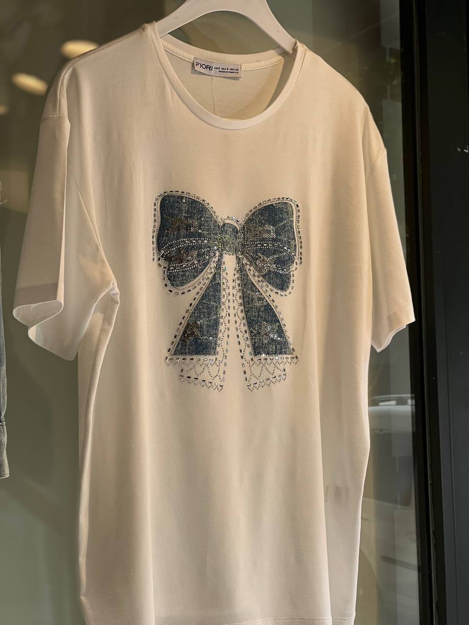 Jean Detailed Ribbon Pattern Tshirt - Brand: Fiori - Women & Kids, Baby Clothes Wholesale - TheBS Women