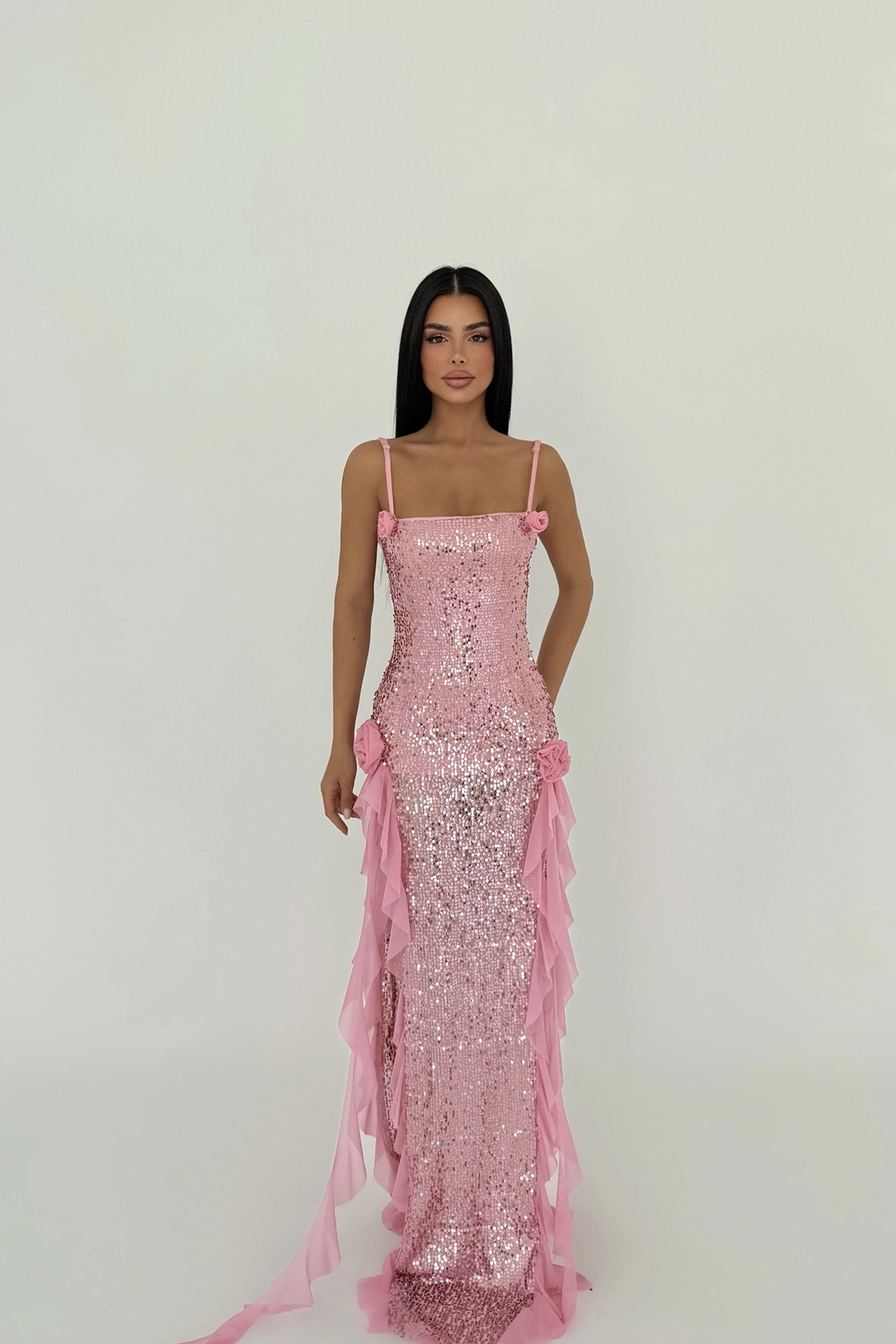 Paxton Sequined Long Slit Dress - Producer: EYYO ATELIER - Wholesale Women Clothes - TheBS Women