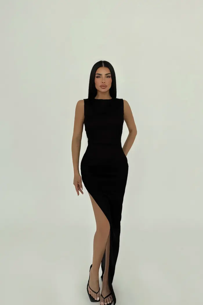 Deep Slit Long Dress - Producer: EYYO ATELIER - Wholesale Women Clothes - TheBS Women