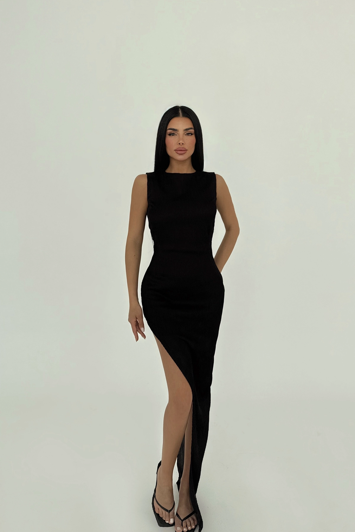 Deep Slit Long Dress - Producer: EYYO ATELIER - Wholesale Women Clothes - TheBS Women