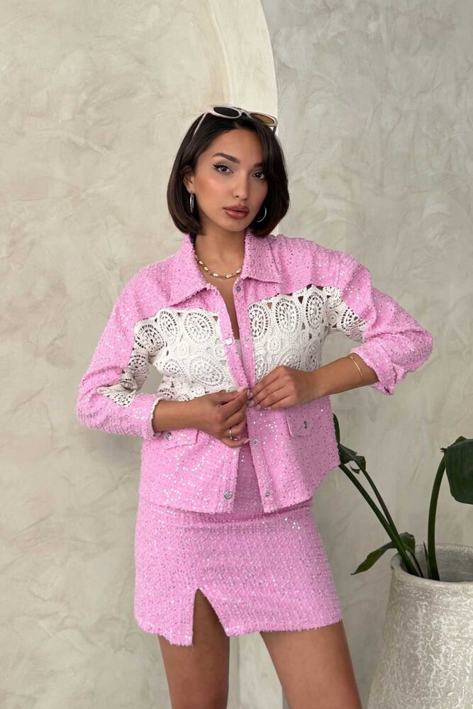 Lace Detailed Denim Jacket - Producer: Topshow - Wholesale Women Clothes - TheBS Women