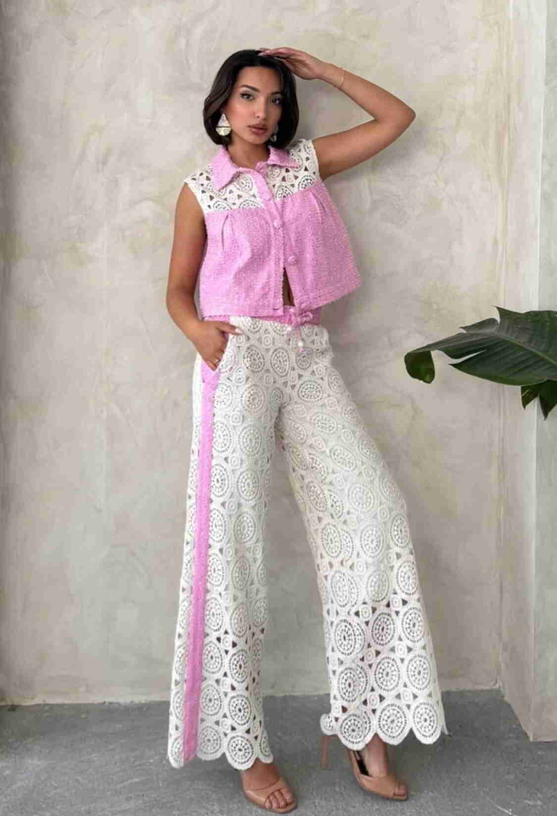 Denim Detailed Lace Pants - Brand: Topshow - Women & Kids, Baby Clothes Wholesale - TheBS Women