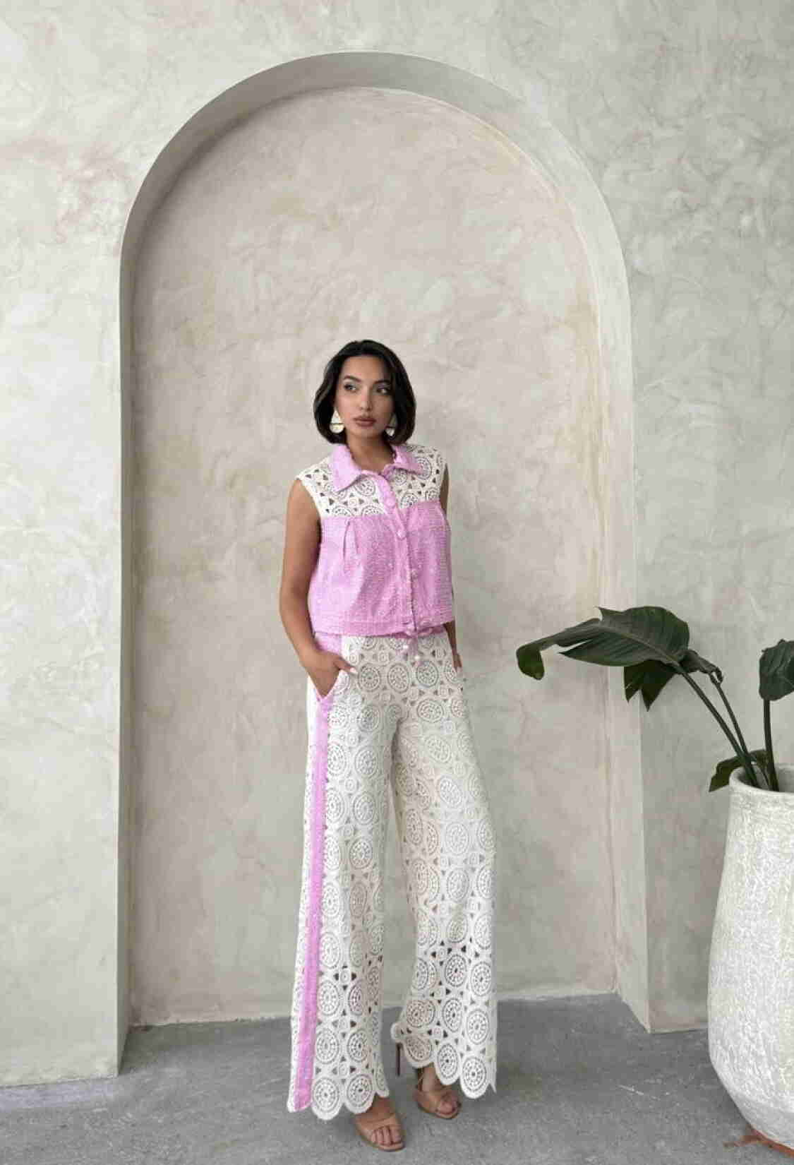 Denim Detailed Lace Pants - Brand: Topshow - Women & Kids, Baby Clothes Wholesale - TheBS Women