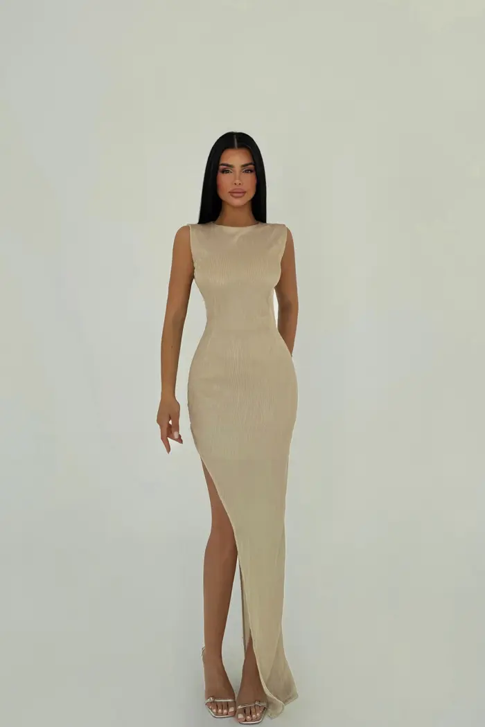 Deep Slit Long Dress - Producer: EYYO ATELIER - Wholesale Women Clothes - TheBS Women