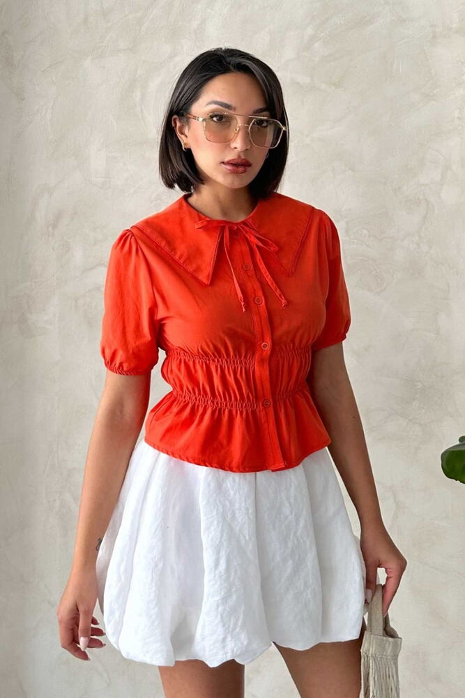 Collar Detailed Ruffle Shirt - Producer: Topshow - Wholesale Women Clothes - TheBS Women