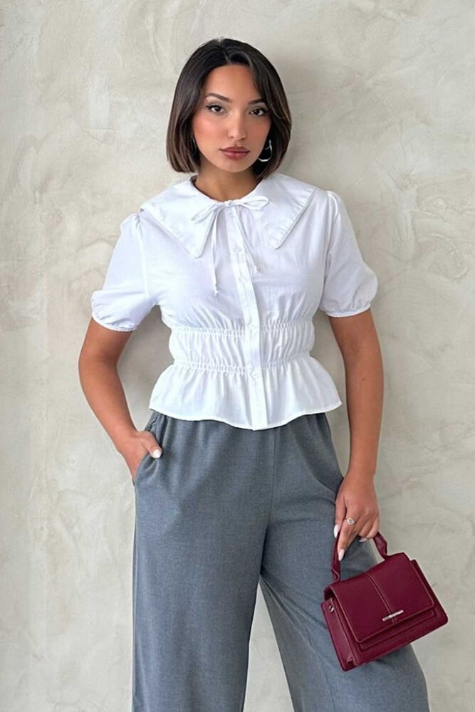 Collar Detailed Ruffle Shirt - Producer: Topshow - Wholesale Women Clothes - TheBS Women