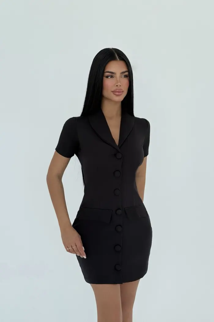 Button Detail Mini Dress - Producer: EYYO ATELIER - Wholesale Women Clothes - TheBS Women