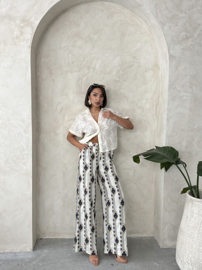 Embroidered Satin Shirt - Cream - Producer: Topshow - Wholesale Women Clothes - TheBS Women