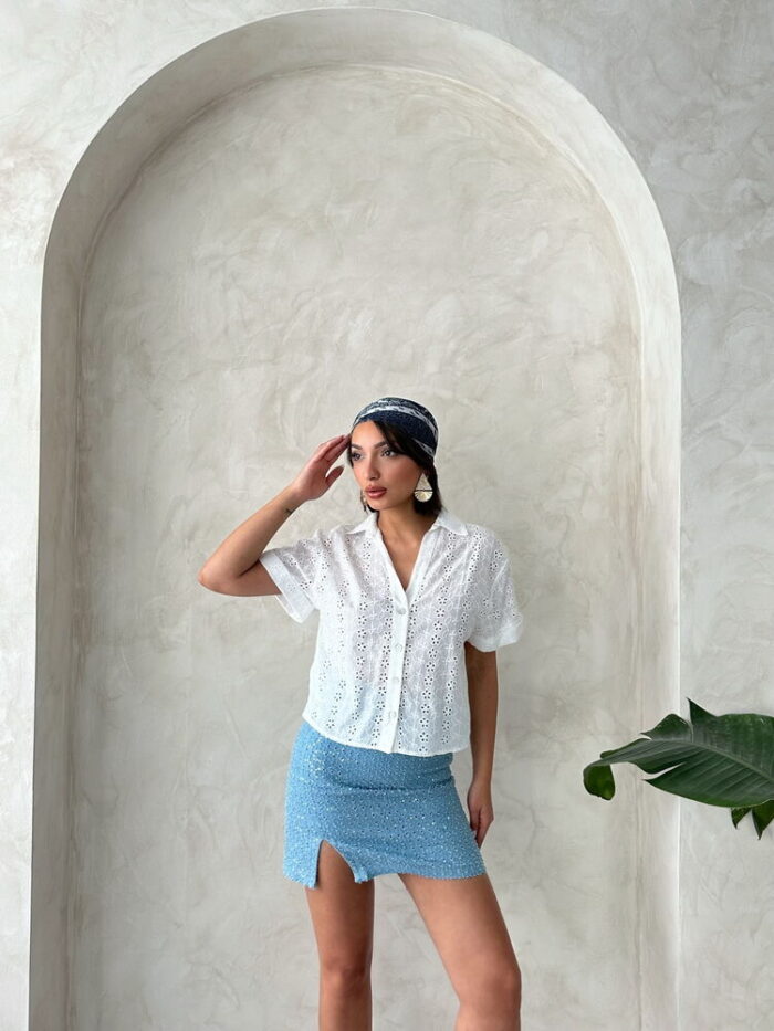 Embroidered Shirt - Cream - Producer: Topshow - Wholesale Women Clothes - TheBS Women