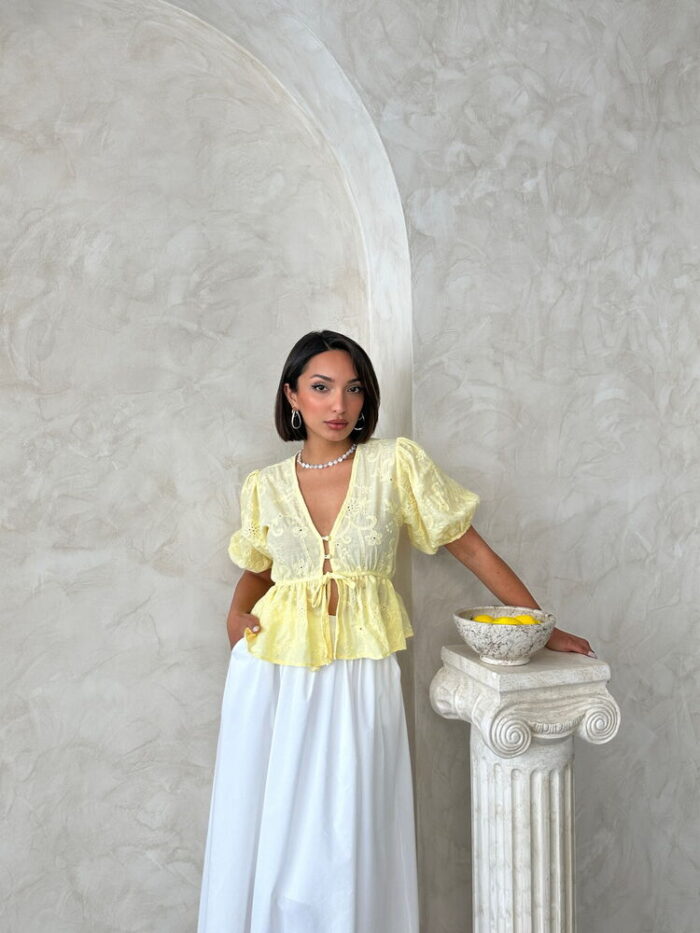 Front Tie Embroidered Voile Blouse - Producer: Topshow - Wholesale Women Clothes - TheBS Women