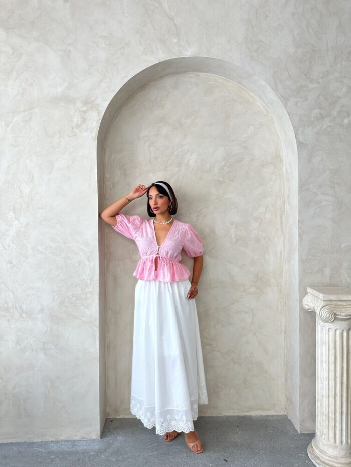 Front Tie Embroidered Voile Blouse - Producer: Topshow - Wholesale Women Clothes - TheBS Women