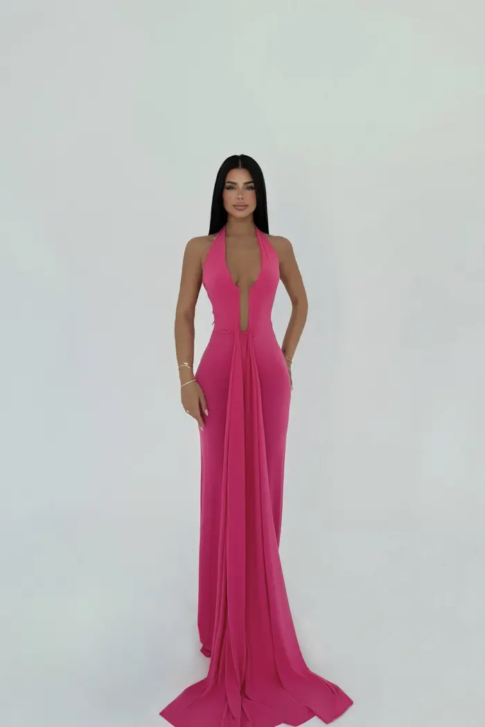 Back Detail Long Dress - Producer: EYYO ATELIER - Wholesale Women Clothes - TheBS Women