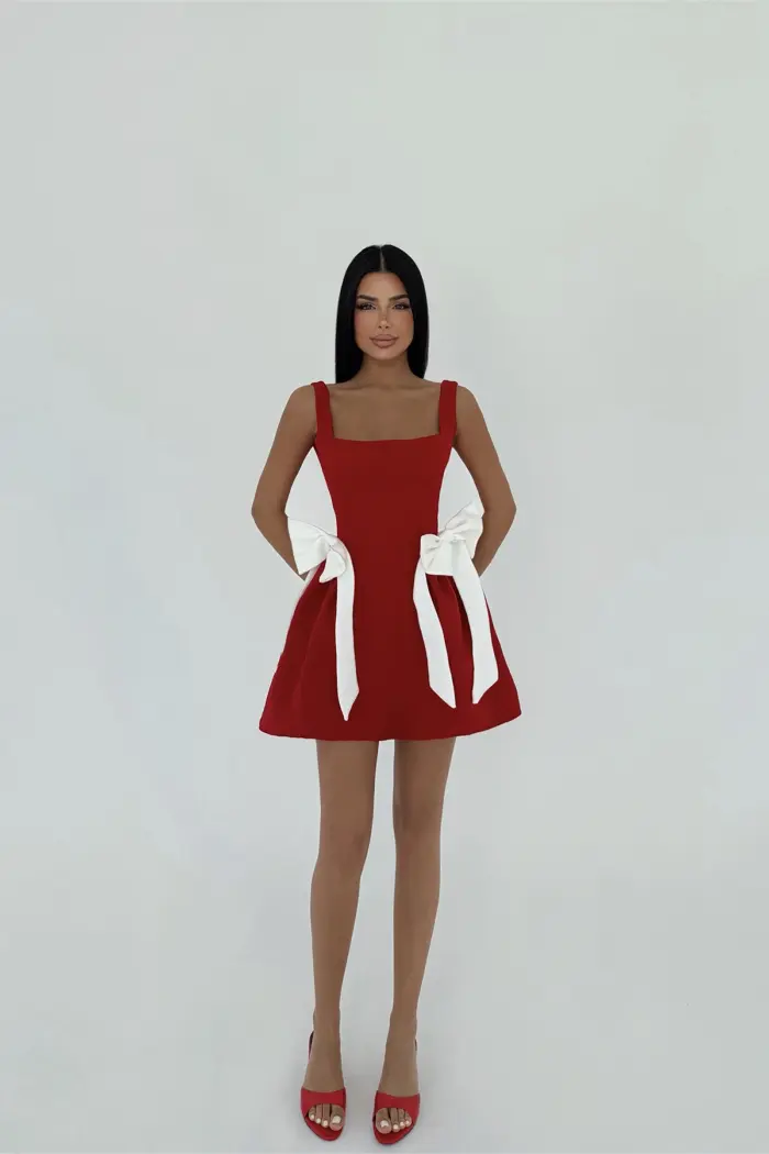Bow Detailed Suspender Dress - Producer: EYYO ATELIER - Wholesale Women Clothes - TheBS Women