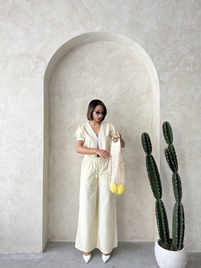 Guipure Detailed Striped Pants - Producer: Topshow - Wholesale Women Clothes - TheBS Women
