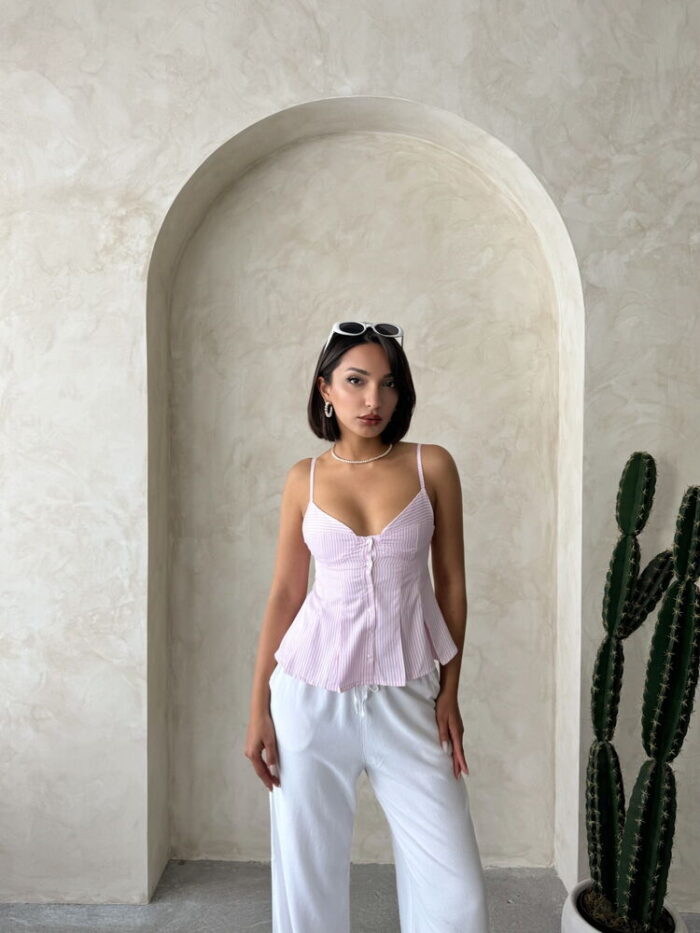 Striped Strappy Blouse - Producer: Topshow - Wholesale Women Clothes - TheBS Women