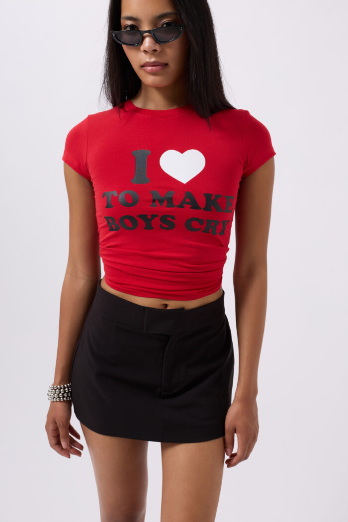 Embroidery Detail Printed Crop T-shirt - Producer: Black Fashion - Wholesale Women Clothes - TheBS Women