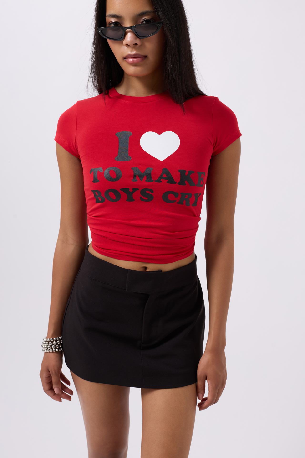 Embroidery Detail Printed Crop T-shirt - Producer: Black Fashion - Wholesale Women Clothes - TheBS Women