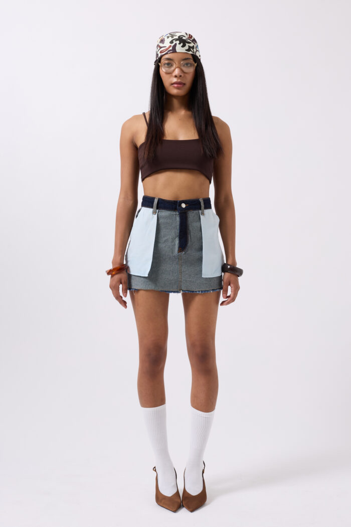 Reverse Detail Denim Mini Skirt - Producer: Black Fashion - Wholesale Women Clothes - TheBS Women
