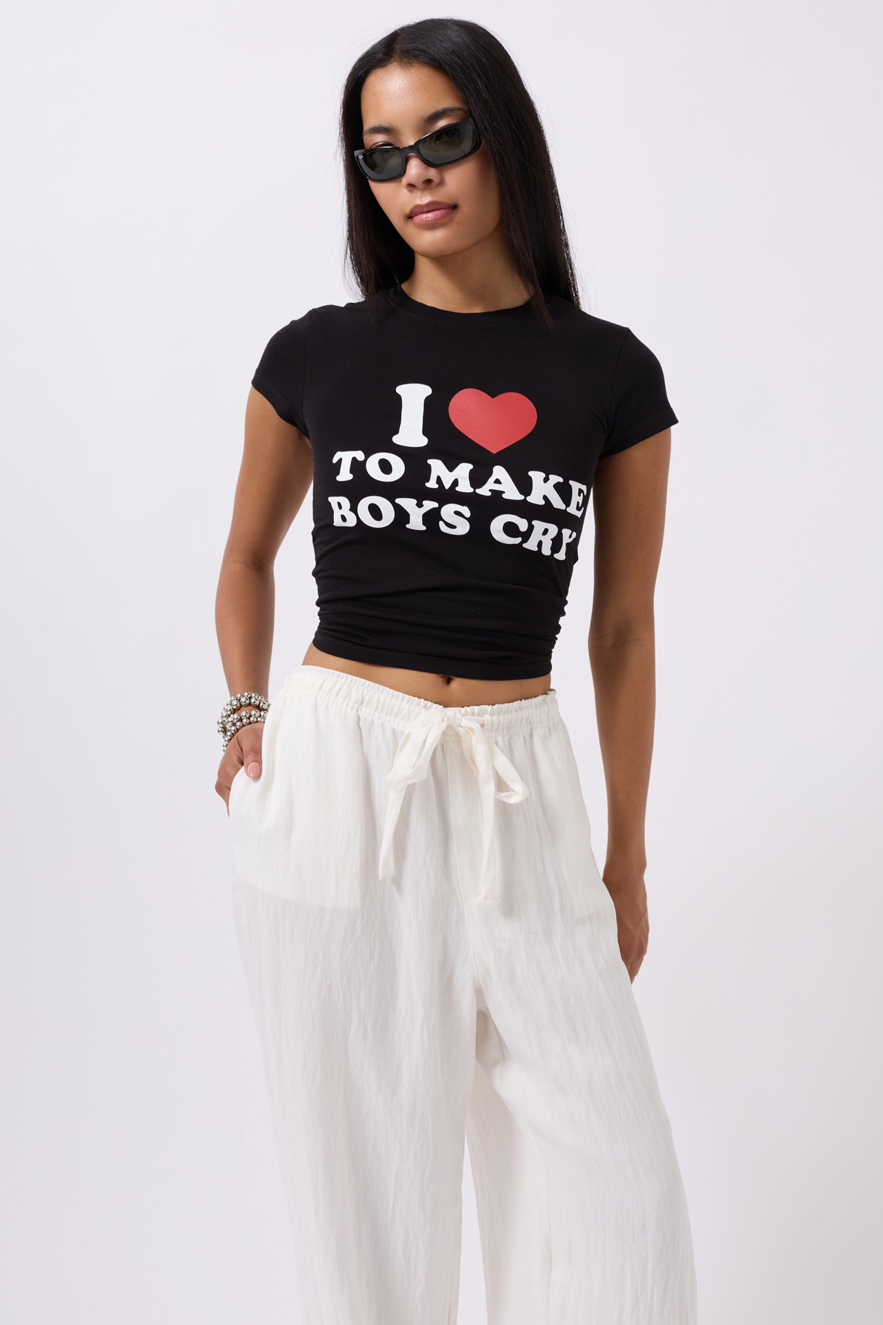 Embroidery Detail Printed Crop T-shirt - Producer: Black Fashion - Wholesale Women Clothes - TheBS Women