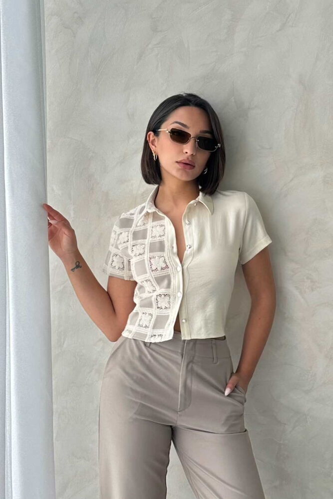 Lace Detailed Shirt - Tasa Taşa Taş - Producer: Topshow - Wholesale Women Clothes - TheBS Women
